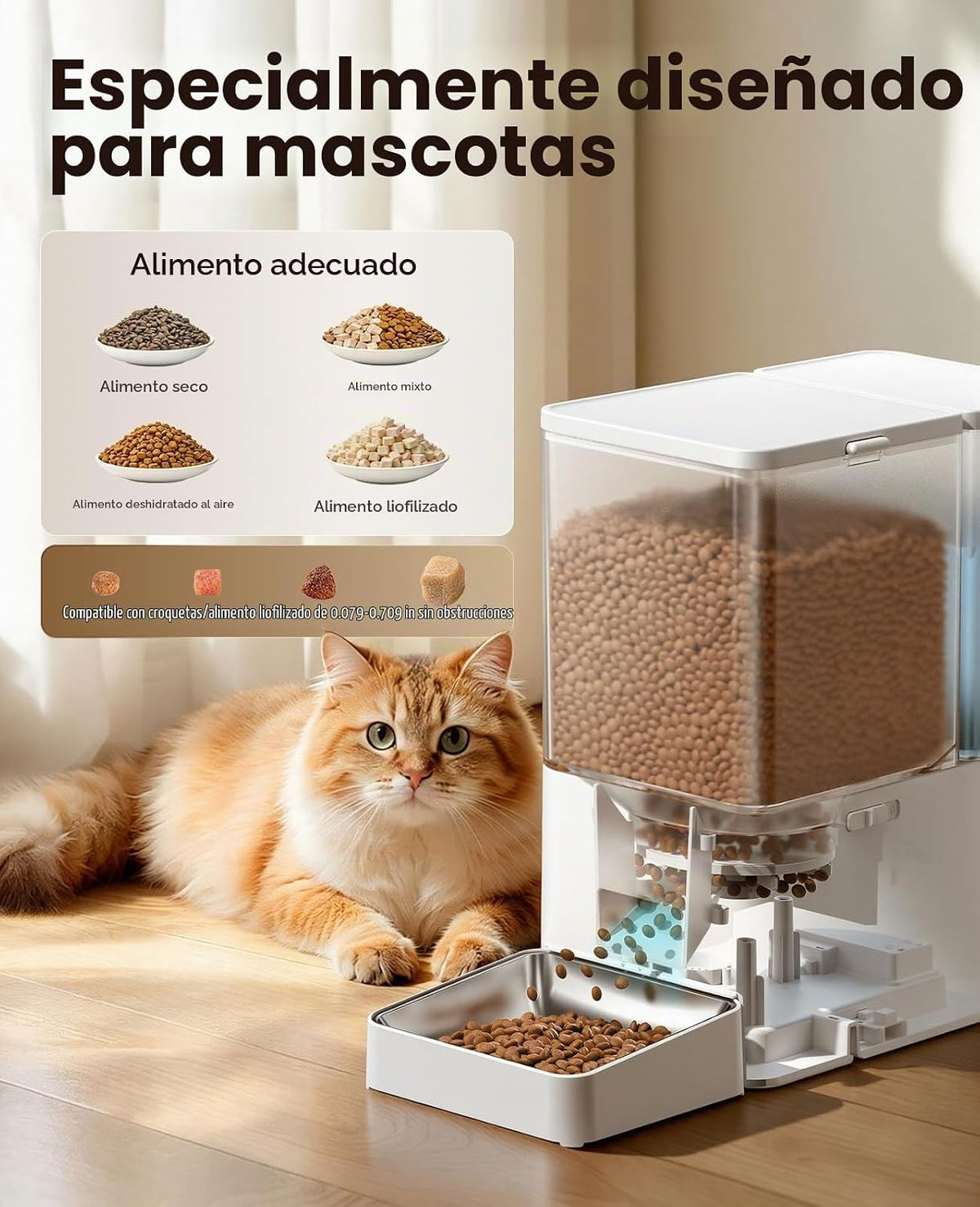 Alimentador automático para gatos y dispensador de agua, 8.5 L con