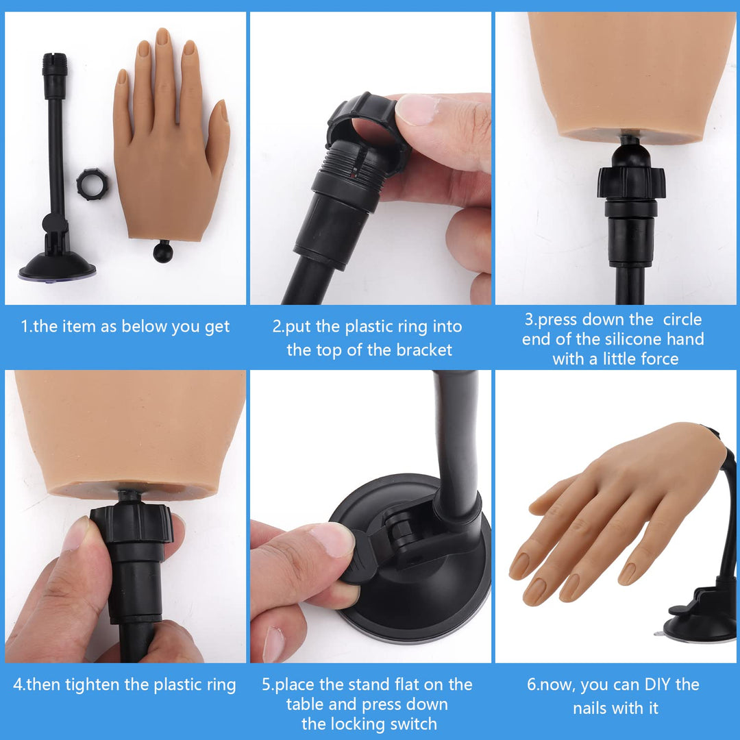 LIONVISON Mano de práctica de silicona para uñas acrílicas con sopo...
