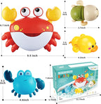 Juguetes de baño para bebés y niños pequeños, fabricante de burbujas de baño de cangrejo con 12 canciones, paquete de 3 juguetes de cuerda para piscina para niños, juguetes de bañera como regalo de
