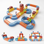 Let's Balieno Juego de tren eléctrico de 150 piezas, pista de carreras flexible 3D para niños de 3 a 8 años, tren motorizado que desafía la gravedad, juguete educativo de construcción STEM, regalo