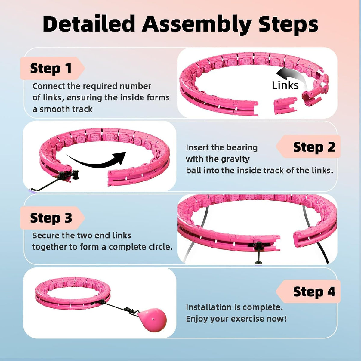 Infinity Hoop,2 en 1 Adjustable Fitness Hoop para Women Beginners