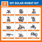 Kit de construcción de robot solar, juguetes robóticos STEM 12 en 1 para