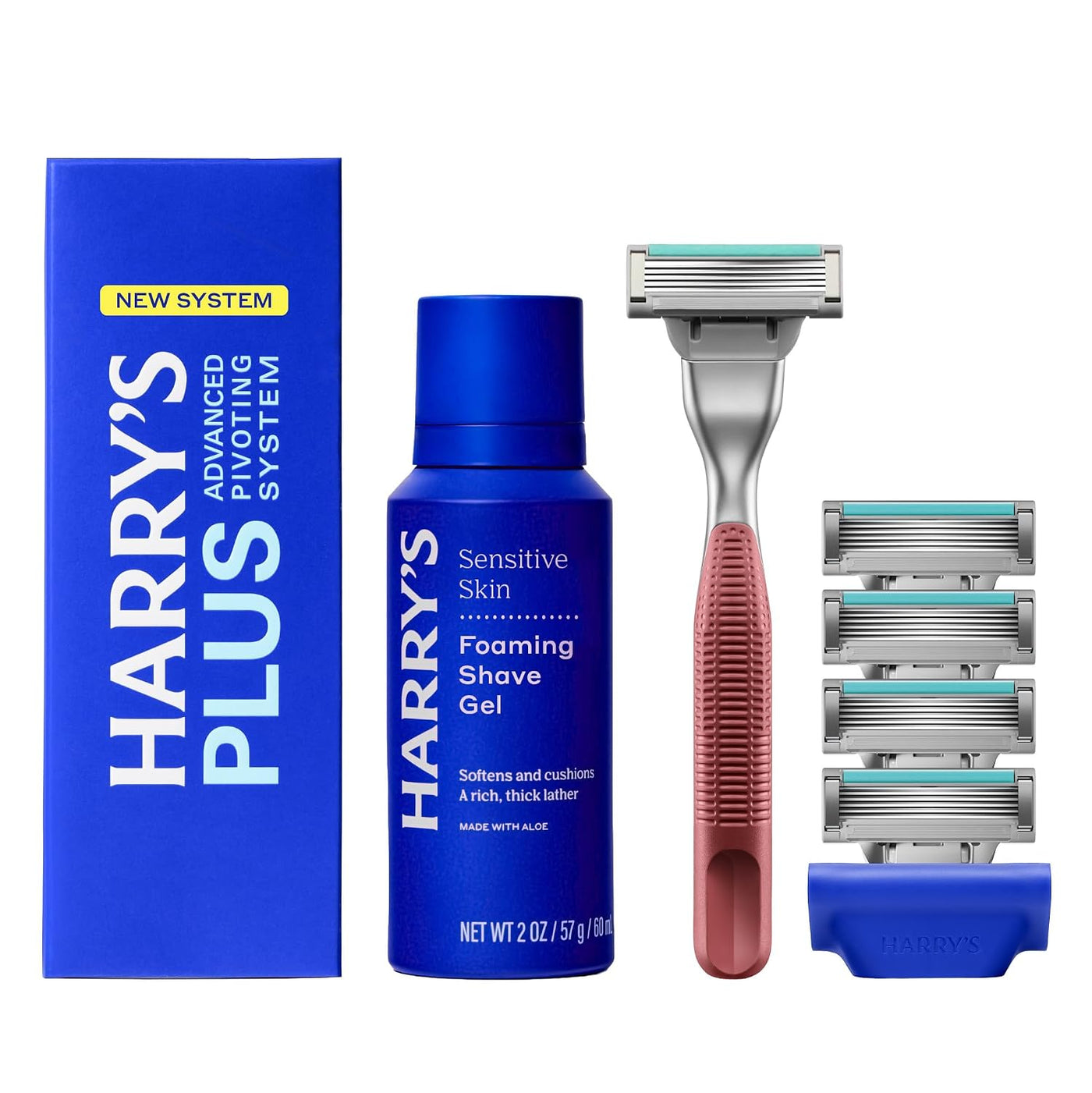 Harry's Kit de afeitado Plus para hombres, mango premium, 5 car...