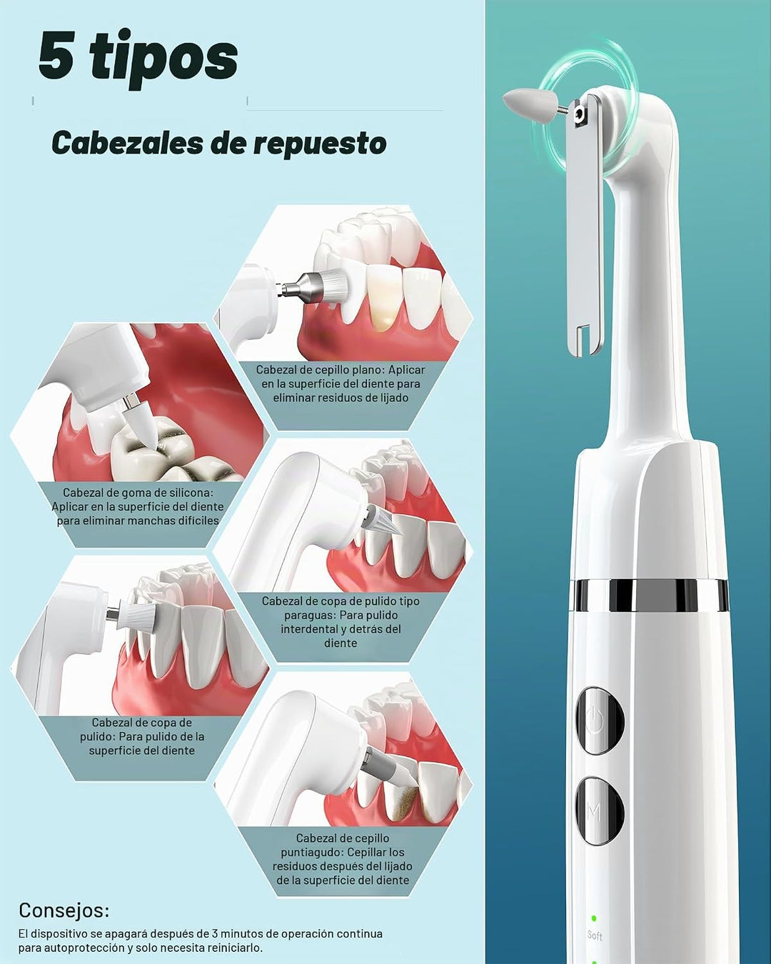 Pulidor de Dientes, Kit Recargable de Blanqueamiento Dental para Li...