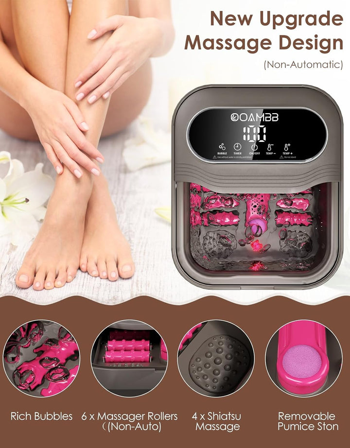 OOAMBB Hidromasaje plegable para pies con calor, burbujas y control...