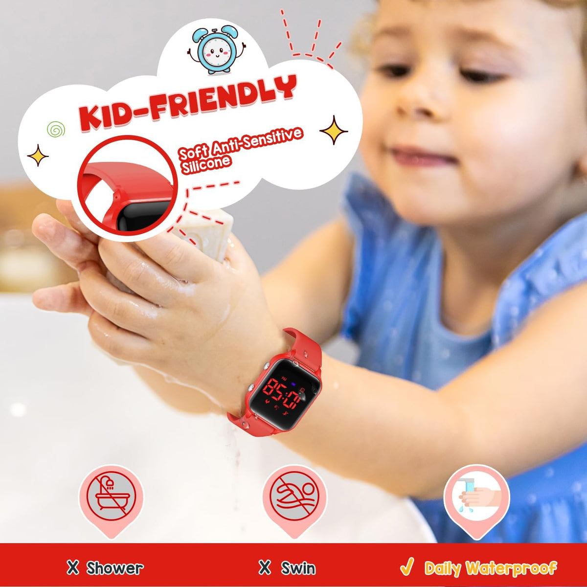 Relojes digitales para niños y niñas, reloj deportivo con rastreador de fitness, podómetro, alarmas, cronómetro, no necesita aplicación, reloj impermeable para niños, regalo para adolescentes
