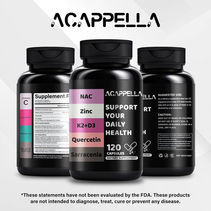 ACAPPELLA N-acetil cisteína vitamina D3 K2 Zinc Quercetina Sarracen...