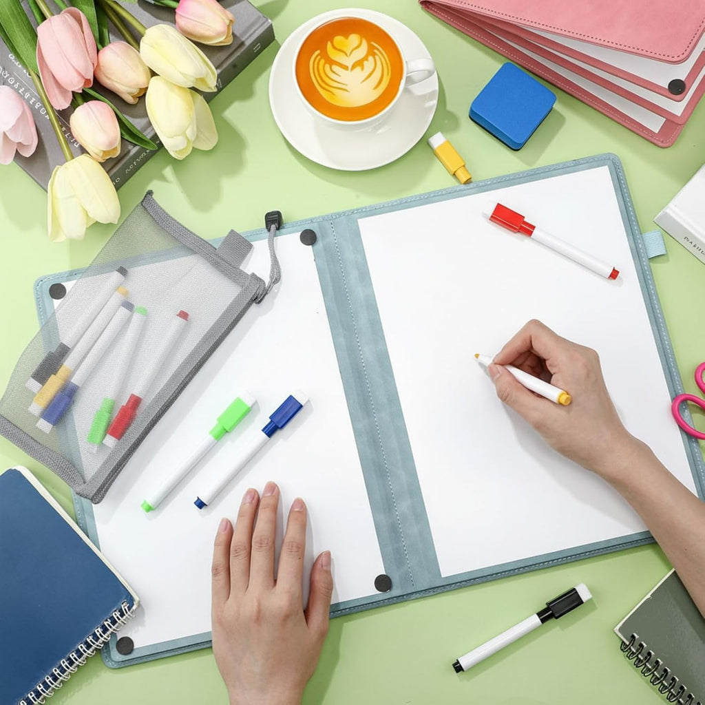 Feifeiya Cuaderno Pizarra Borrable de 6 Lados Portátil, Azul, A4 9" X 12"