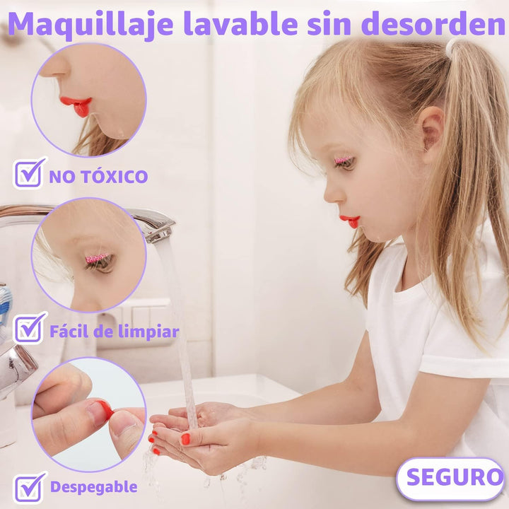 Hollyhi 58 piezas de kit de maquillaje para niñas, juguetes de prin...