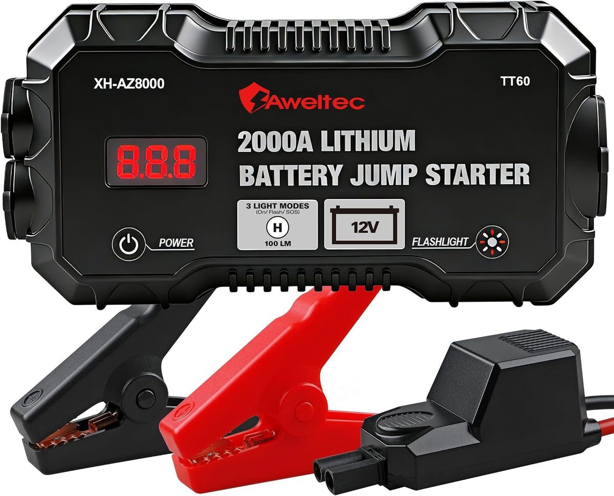 Arrancador de salto 2000A para 8.0L Gas/6.5L Diesel con USB y LED