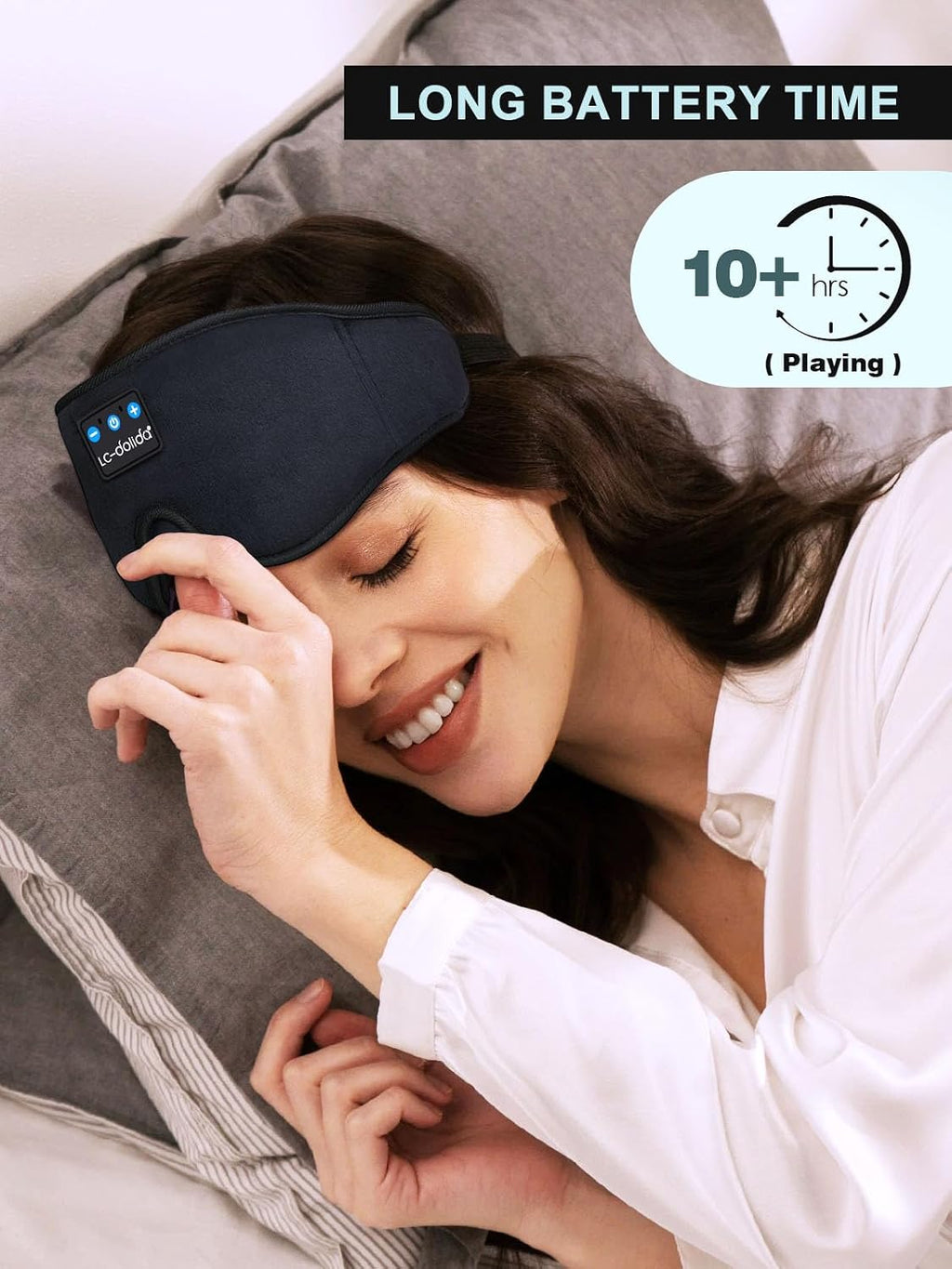 LC-dolida - Auriculares para dormir, Máscara de ojos 3D con Bluetooth, música inalámbrica, máscara para dormir con auriculares Bluetooth, altavoces estéreo ultrafinos perfectos para dormir; ideal para