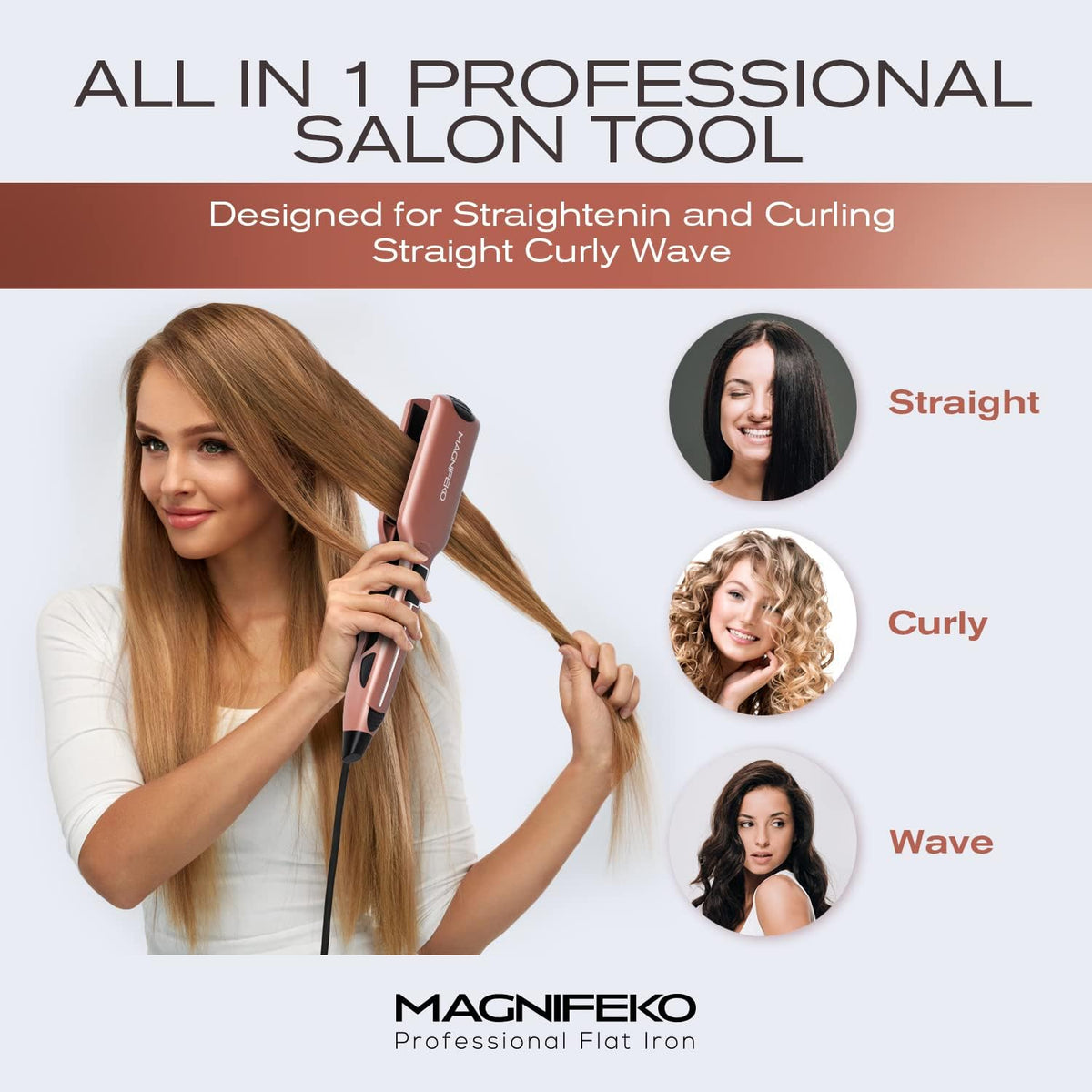Magnifeko Plancha profesional de plancha plana para el cabello, con...