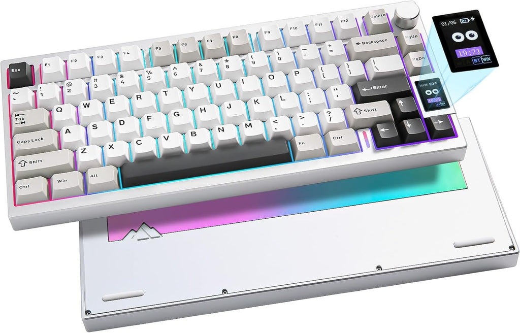 YUNZII AL80 75% Teclado mecánico inalámbrico de aluminio (Silver, Cocoa Cream)
