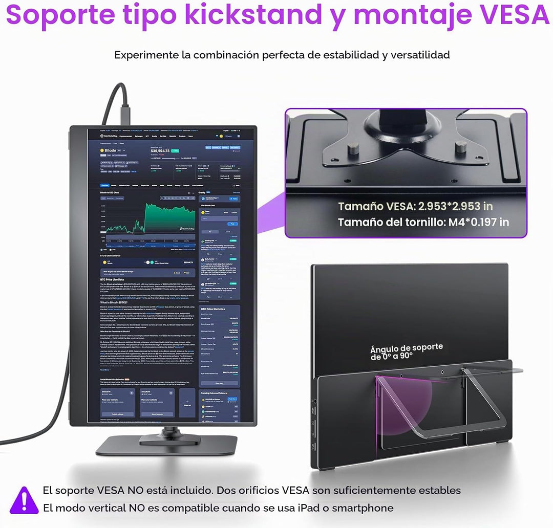 cocopar Monitor portátil de 15.6 pulgadas 4K UHD 60Hz 145% sRGB Mon...