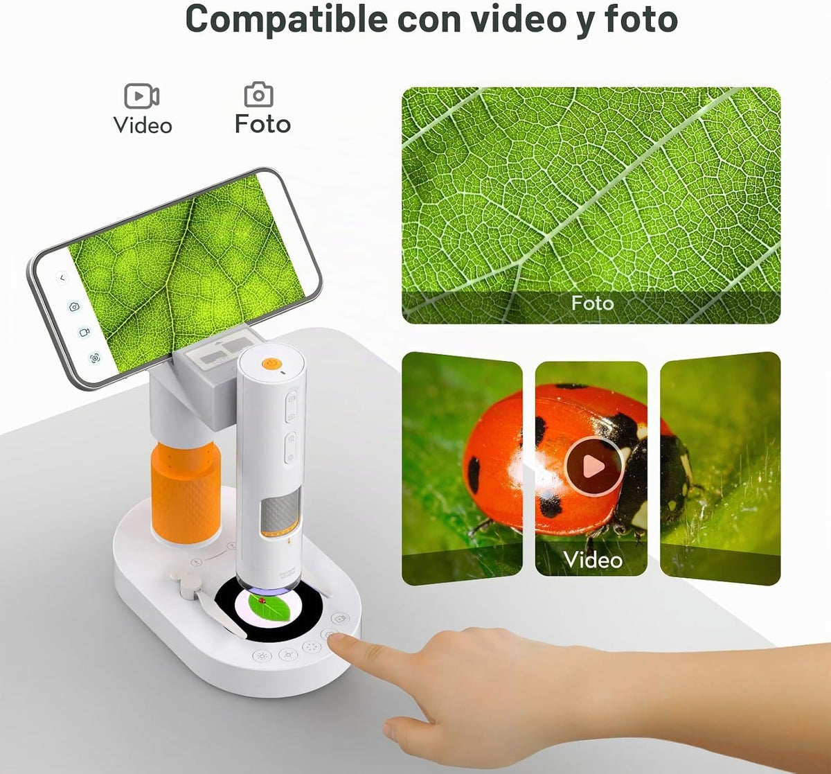 Microscopio digital MX1-AS para niños, 3.5X-1000X USB portátil