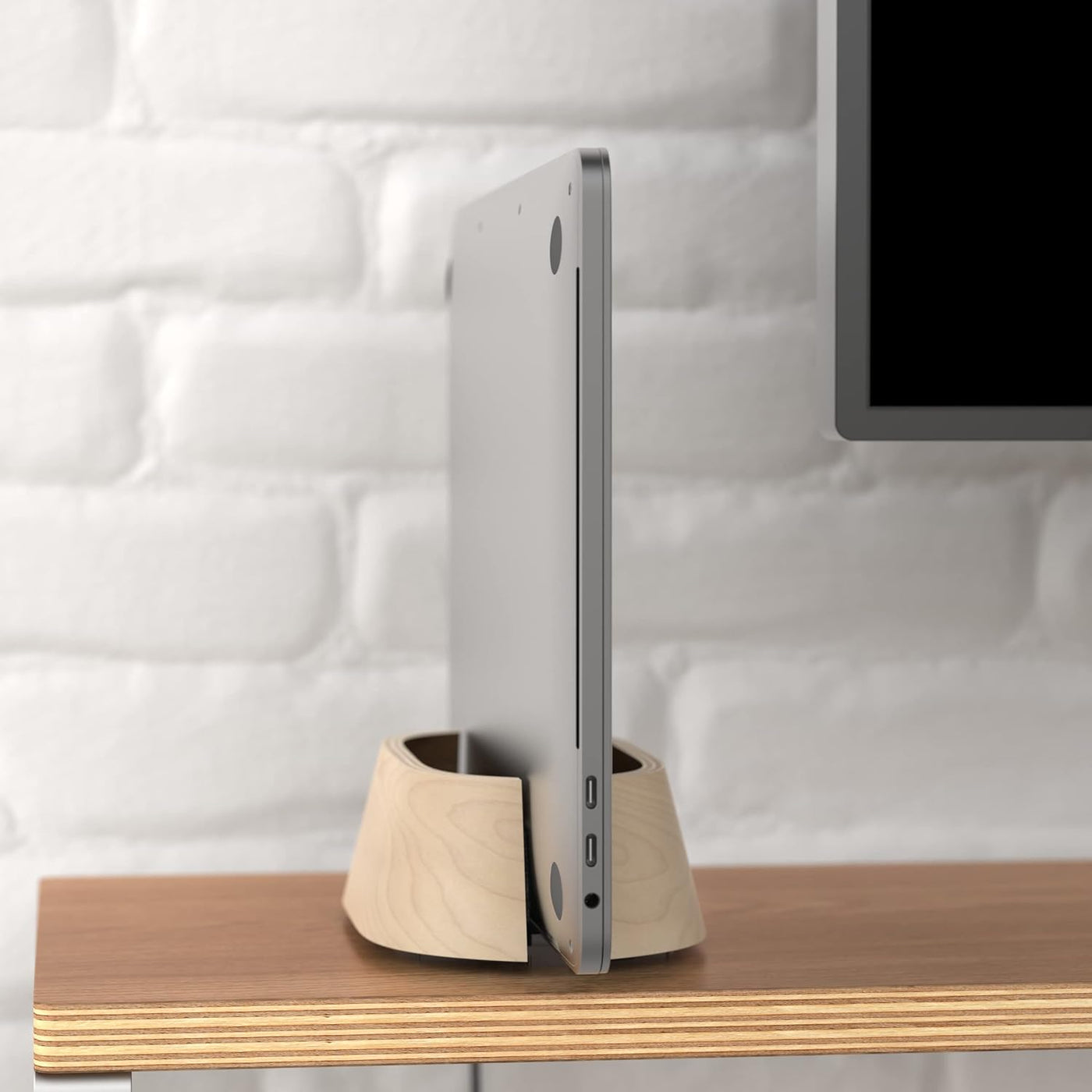 HumanCentric Soporte vertical para laptop en madera de arce, soport...