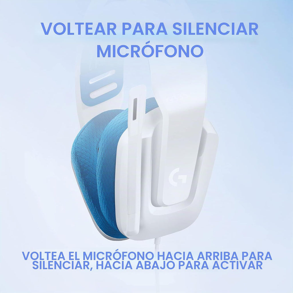 Auriculares para juegos Logitech G335 con cable y micrófono con función girar para silenciar - Blanco
