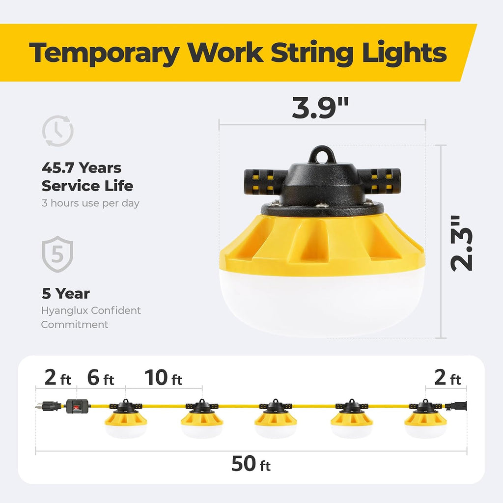 Cadena de luces LED de 3 clavijas de 50 pies con interruptor