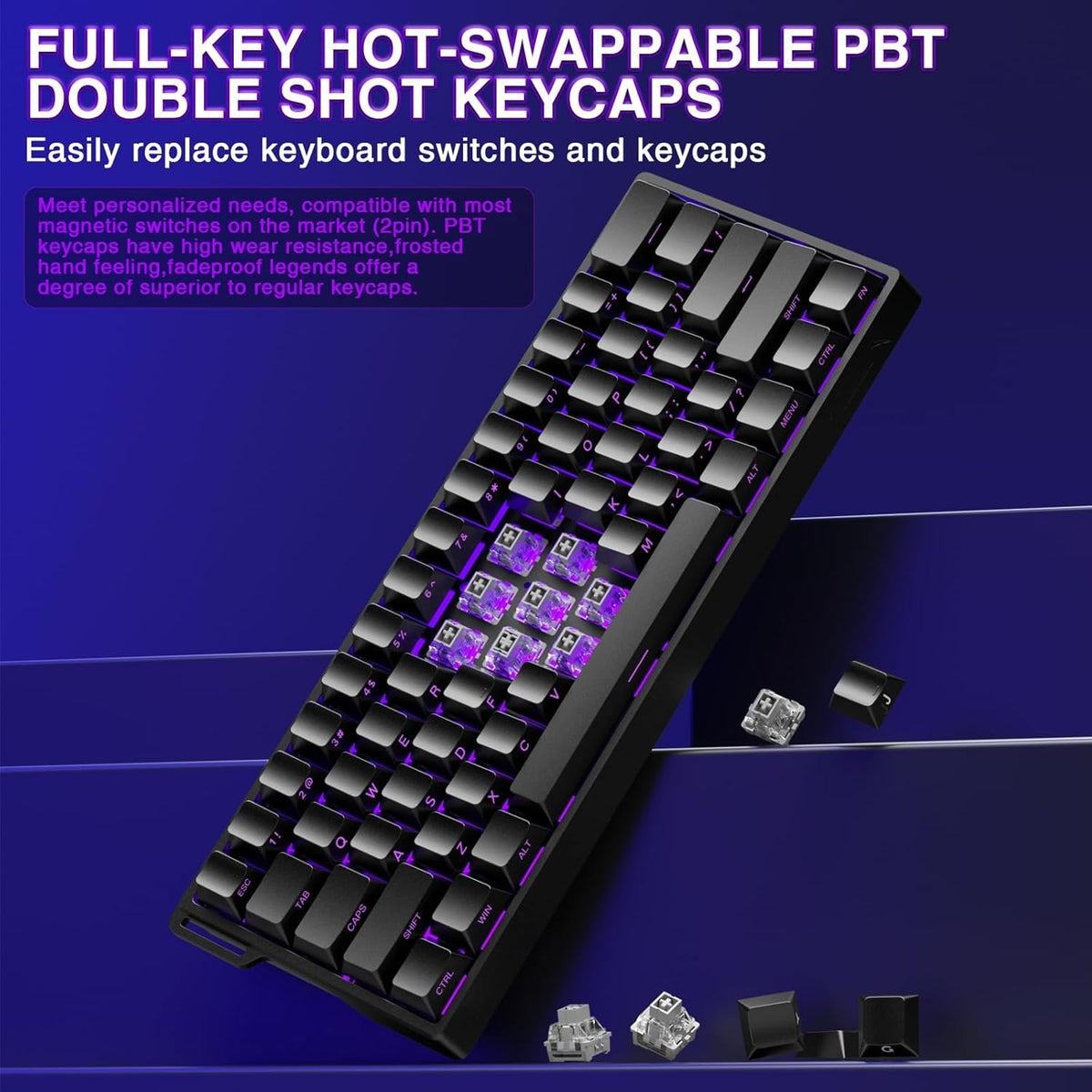 Aula WIN60 HE - Teclado mecánico 60% para juegos con cable, interru...