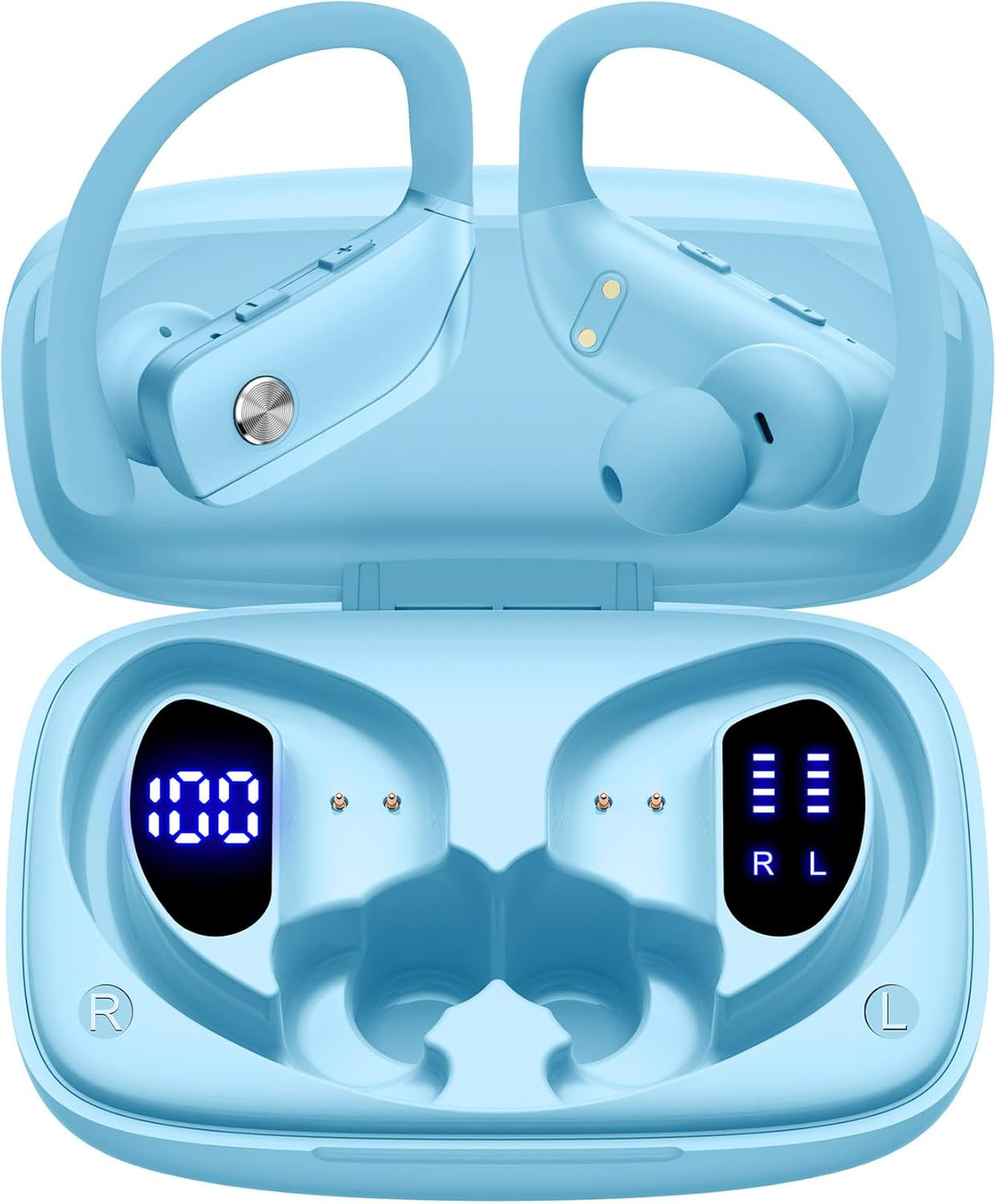 Auriculares bmani, auriculares inalámbricos Bluetooth con 80H de tiempo de reproducción, Azul cielo