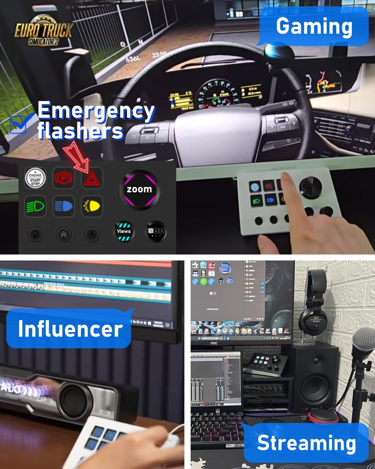TreasLin VSDinside Stream Controller Deck Stream Dock con 12 Teclas Macro Personalizables para Activar Acciones en OBS Twitch YouTube para Creadores de Contenido de Streaming de Juegos Compatible con