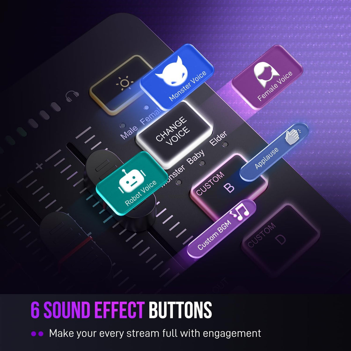 FIFINE Mezclador de audio para juegos, mezclador de PC RGB para streaming con interfaz de micrófono XLR, control individual, atenuador de volumen, botón de silencio, alimentación fantasma de 48 V