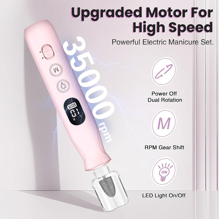 Taladro de uñas eléctrico, lima de uñas portátil recargable inalámb...