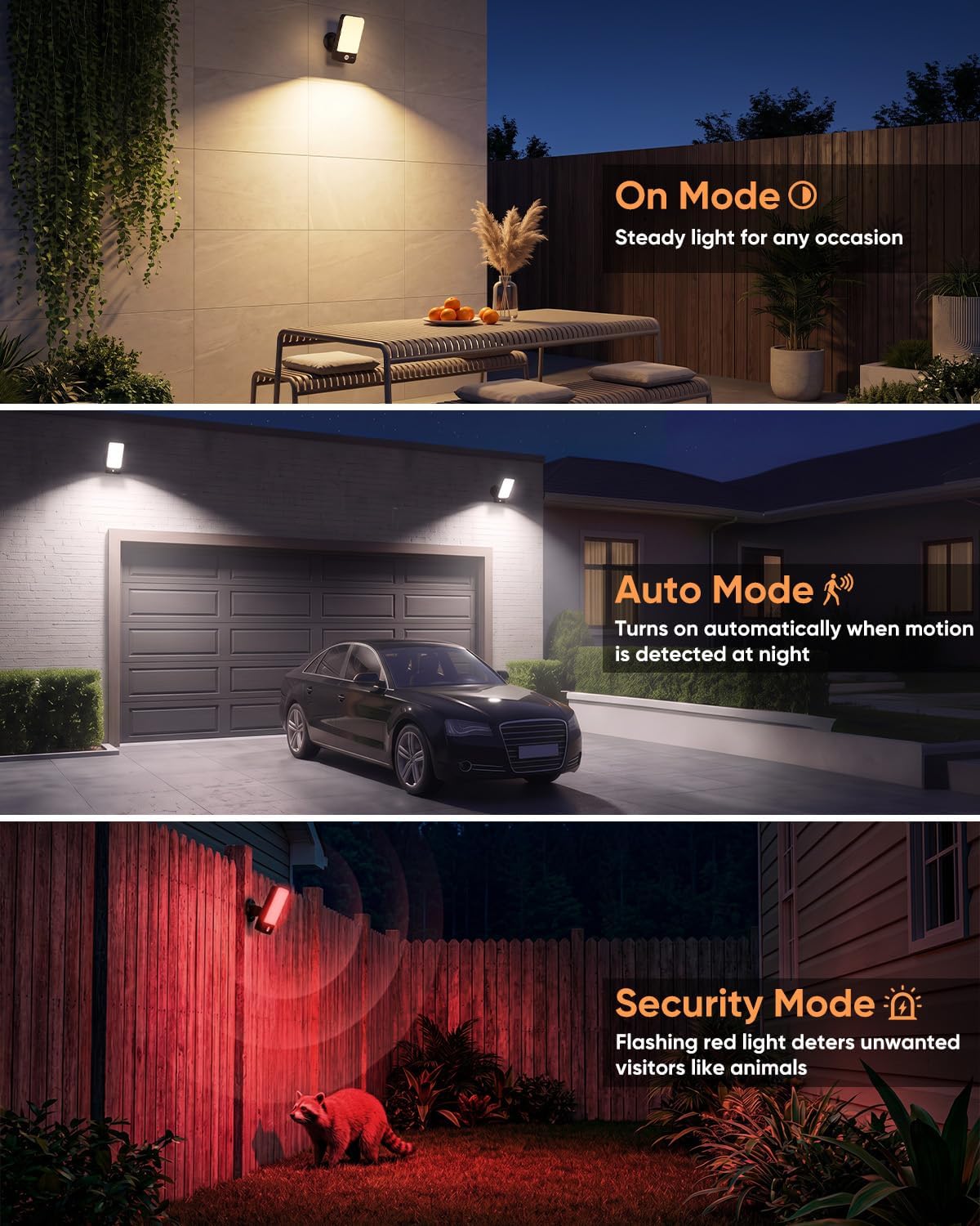 Luces de pared al aire libre con pilas, sensor de movimiento recargable de