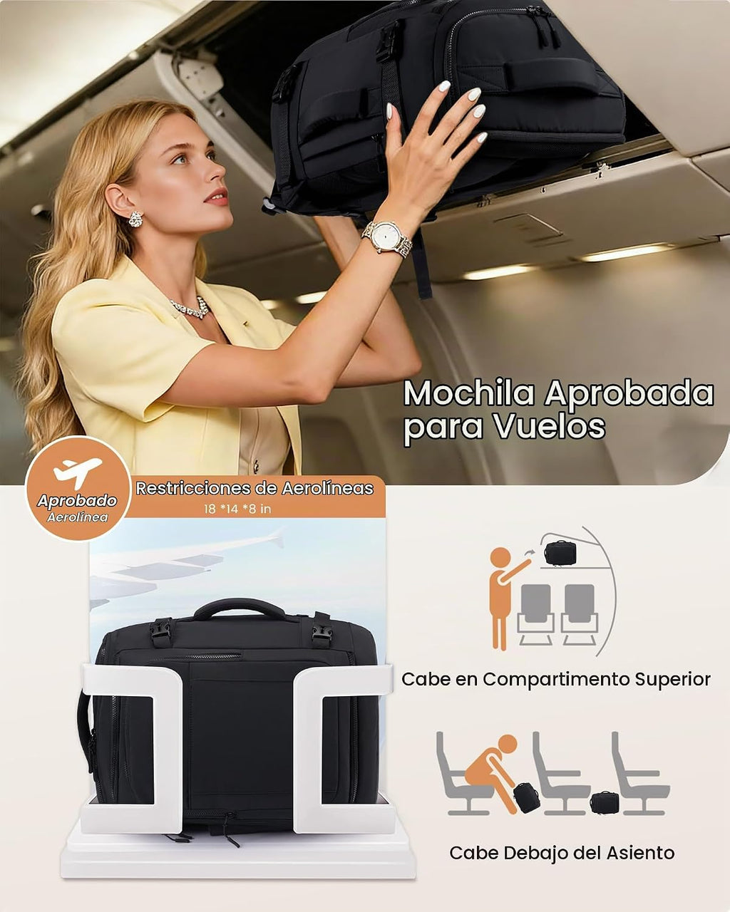 LOVEVOOK Mochila de viaje para mujer y hombre, Negro, Mochilas de viaje