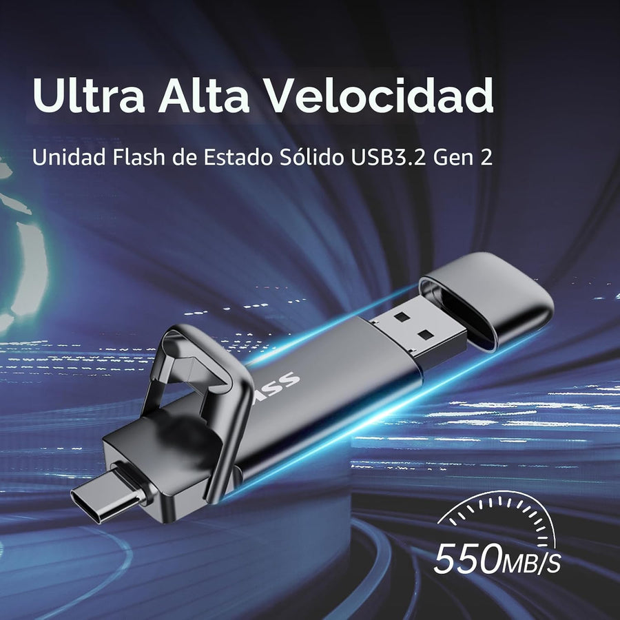SSK Unidad Flash USB C Dual de 256GB, Unidad de Pulgar de Estado Só...