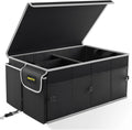 MIKKUPPA Organizador de maletero para automóvil - Organizador plegable de 65 litros con tapa, almacenamiento resistente para SUV, automóvil, camioneta con correas ajustables y parte inferior