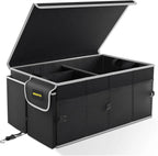MIKKUPPA Organizador de maletero para automóvil - Organizador plegable de 65 litros con tapa, almacenamiento resistente para SUV, automóvil, camioneta con correas ajustables y parte inferior