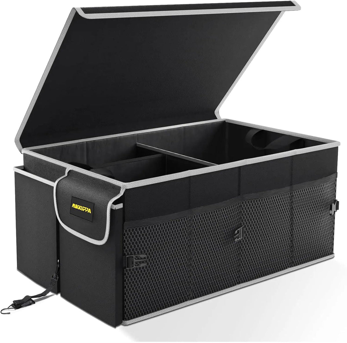 MIKKUPPA Organizador de maletero para automóvil - Organizador plegable de 65 litros con tapa, almacenamiento resistente para SUV, automóvil, camioneta con correas ajustables y parte inferior