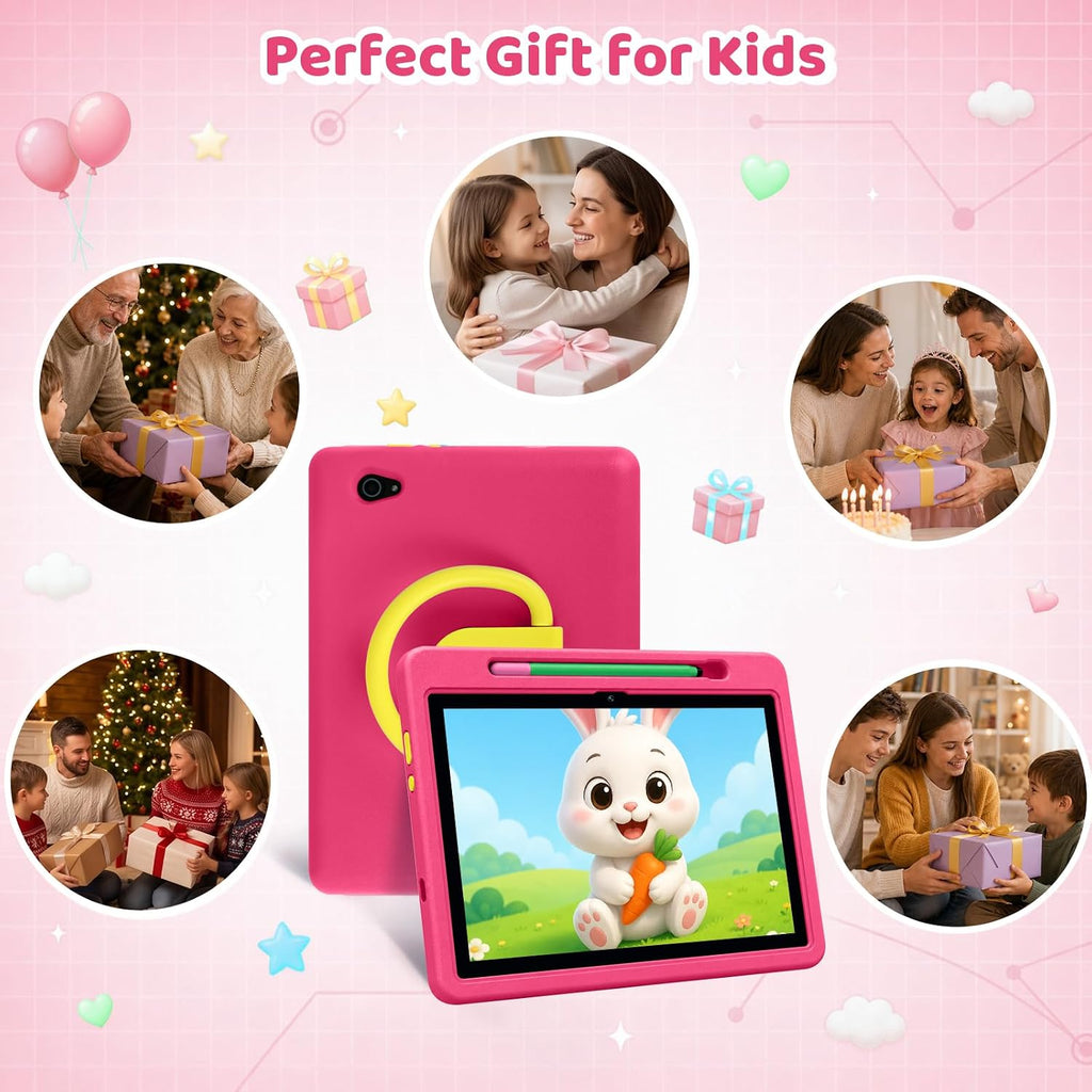 Android 16 Kids Tablet HD de 10 pulgadas con lápiz capacitivo y funda, 24