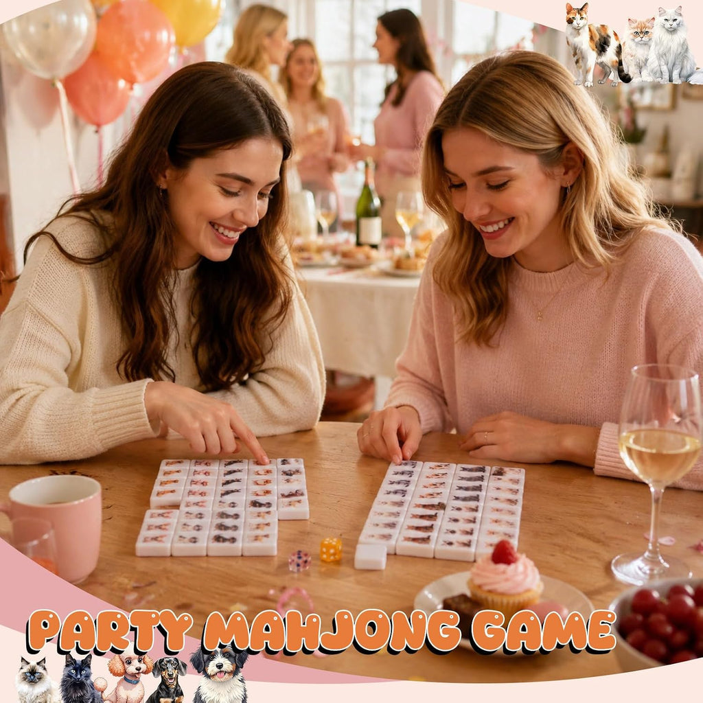 Hollowfly 2 Jugadores Mahjong Bloque Set Animales Patrón