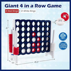 Costzon Giant 4 en una fila, Jumbo 4 a puntuación, juego de mesa gigante para niños y adultos, juego de conexión para patio interior y exterior, de 1.07 m de altura con 42 anillos Jumbo y deslizador