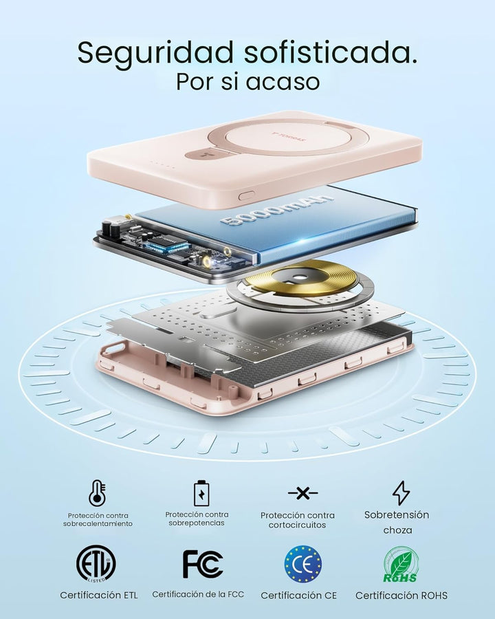 TORRAS EasyGo Cargador Portátil Magnético Delgado de 0.45" para...