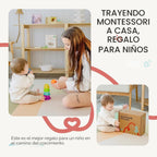 Tiny Land Juego de juguetes Montessori para bebés de 7 a 9 meses Kit de juego sensorial - 5 en 1 Juguetes de aprendizaje de madera con caja de permanencia de objetos, bola sensorial, tazas apilables y