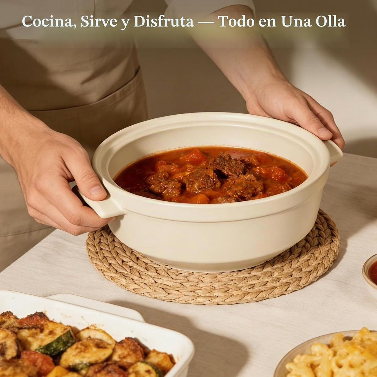 Magnifique - Olla de franela de 5 cuartos de galón con tapa, olla de arcilla natural para cocinar, cacerola no tóxica sin PFAS para horno y estufa, horno holandés para cocción lenta, hornear y servir