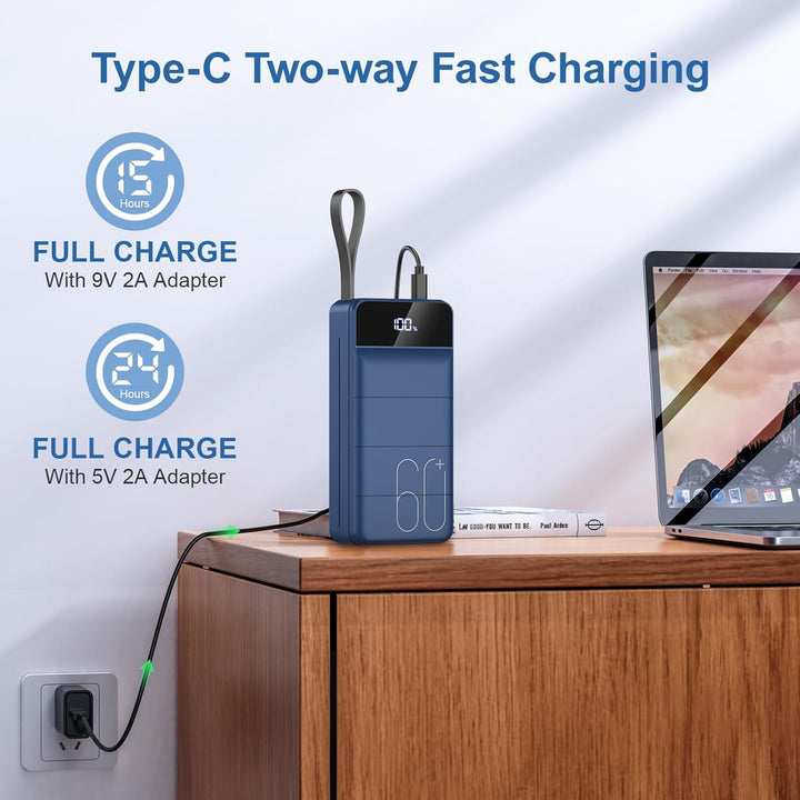 Cargador portátil Banco de energía 60000mAh Carga rápida 22.5W PD4....