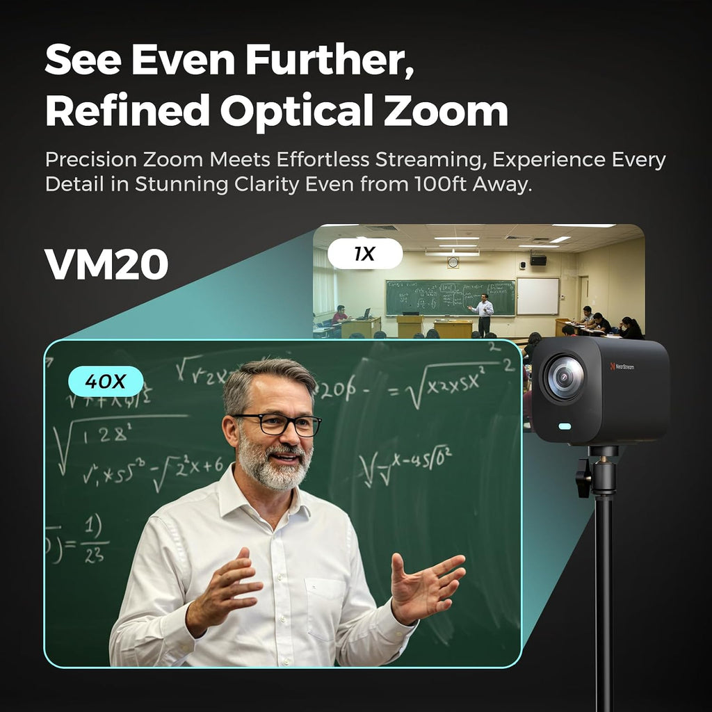 NearStream VM20 4K Streaming Camera con 40X Hybrid Zoom y Remote Control