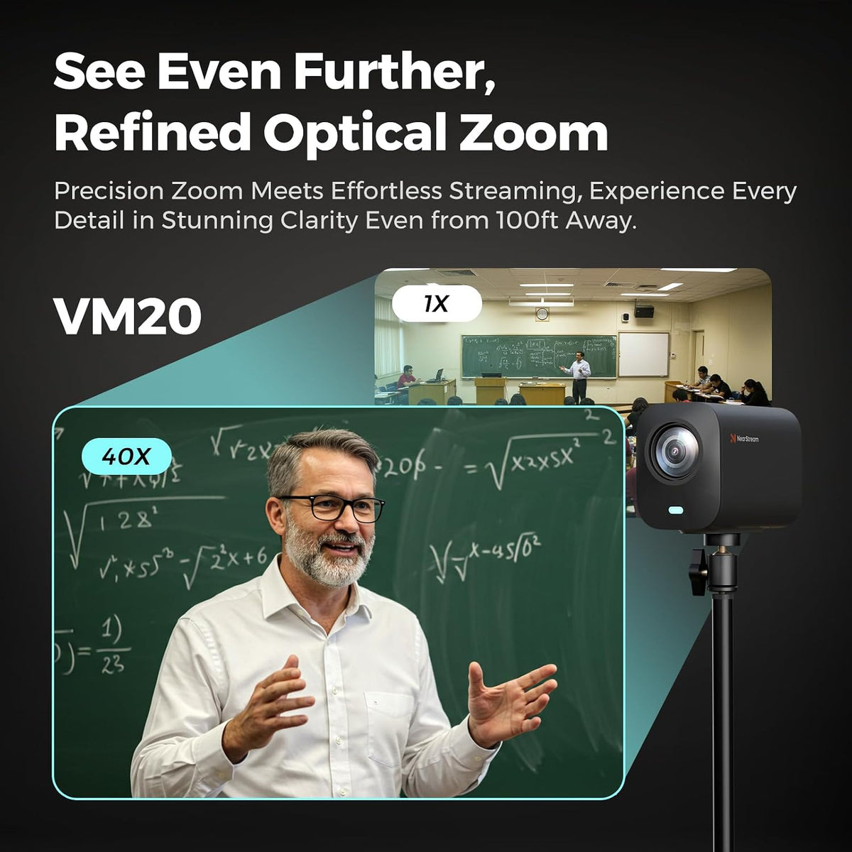 NearStream VM20 4K Streaming Camera con 40X Hybrid Zoom y Remote Control