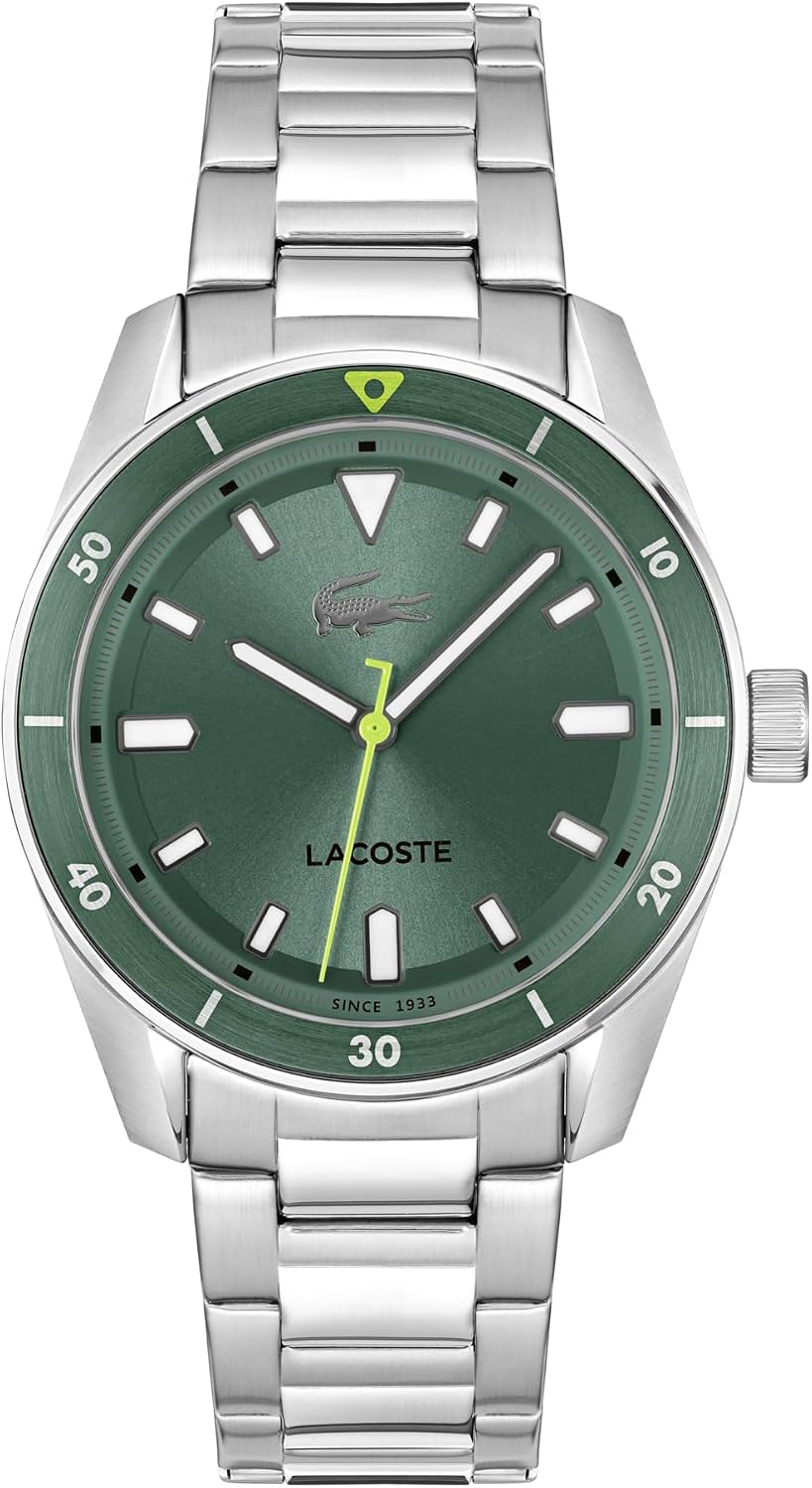 Lacoste Boston Reloj de pulsera de cuarzo para hombre de 3H, acero inoxidable - pieza moderna y clásica - regalo para él, 39mm
