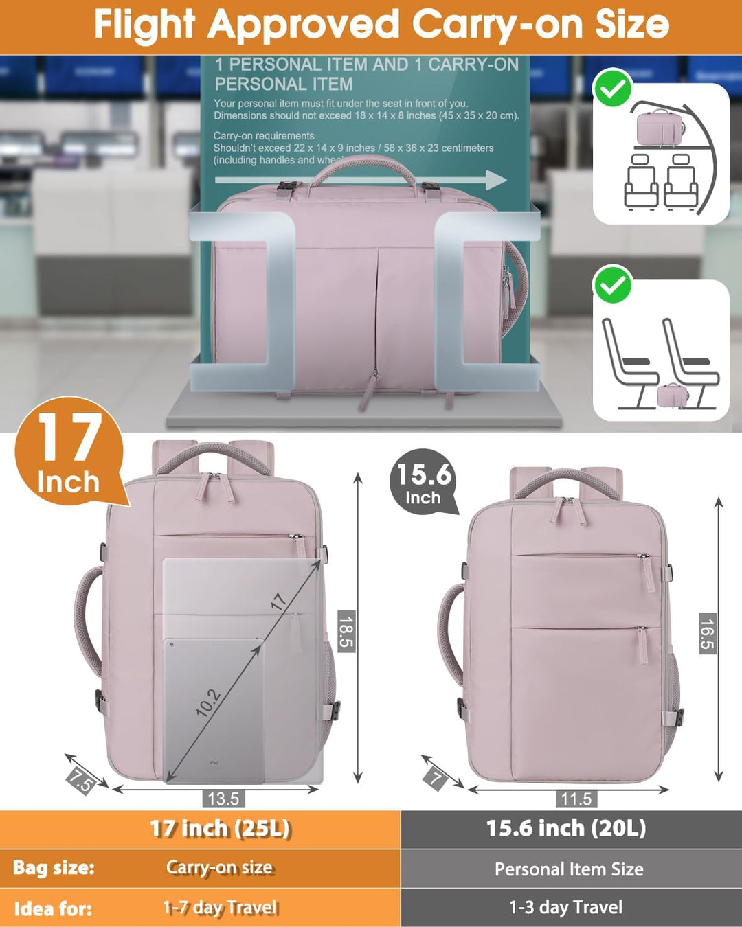 Mochila de viaje Capoolo para mujeres y hombres, mochila impermeabl...