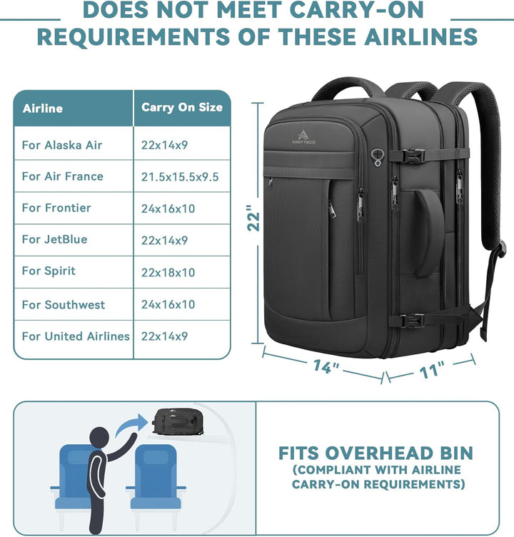 Mochila de viaje extra grande para laptop de 60 litros, mochila de...