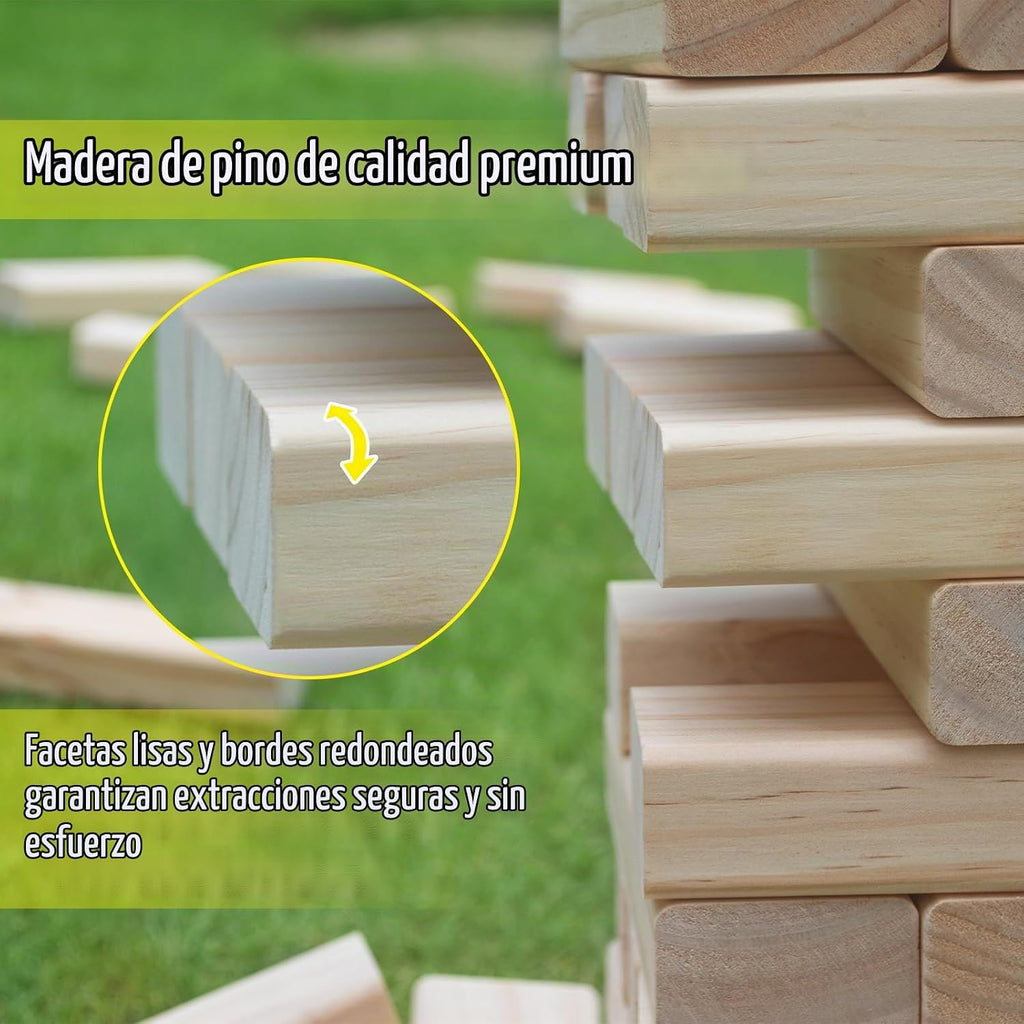 GOROCK Juegos gigantes de torre de caída, 60 piezas de bloques de madera de