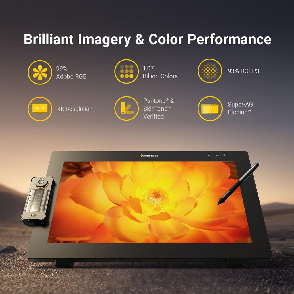 Xencelabs Pen Display 24, tableta de dibujo con monitor de pantalla 4K, visualización de dibujo gráfico 99% Adobe RGB con 40 teclas rápidas personalizables, 2 lápices sin batería, 8192 niveles de