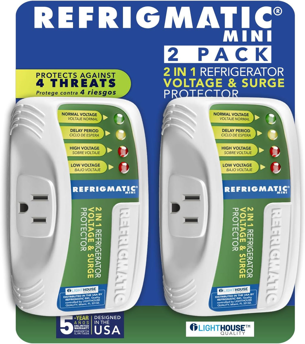 Refrigmatic Protector de voltaje y sobretensiones 2 en 1 para