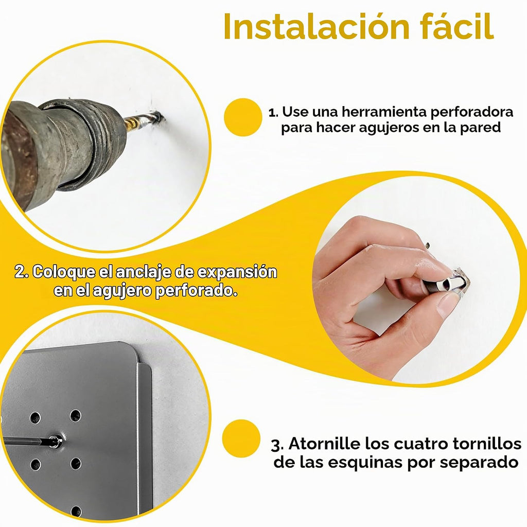Kit organizador de tablero perforado, paquete de 6 paneles de metal de