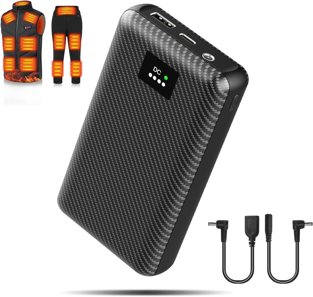 MOSILA Chaleco térmico de 30000 mAh, batería de 7.4 V\/5 V, cargado...
